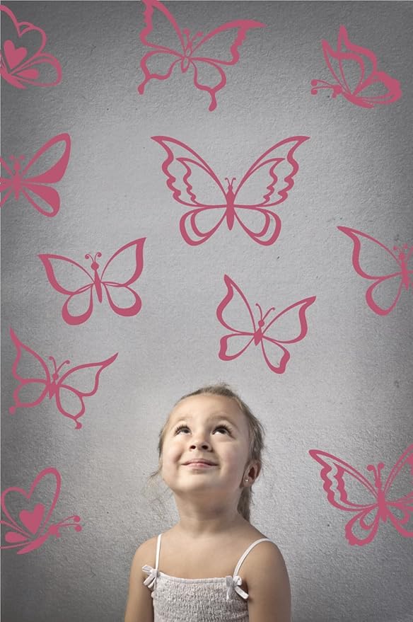 The Decal Guru Butterfly Wall Art Vinyl Stickers DIY Nursery or Girls Room Decor Peel and Stick Butterflies Decals (Lipstick, 24x25 inches)
