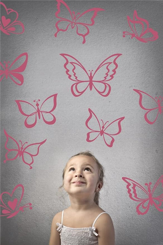 The Decal Guru Butterfly Wall Art Vinyl Stickers DIY Nursery or Girls Room Decor Peel and Stick Butterflies Decals (Lipstick, 24x25 inches)