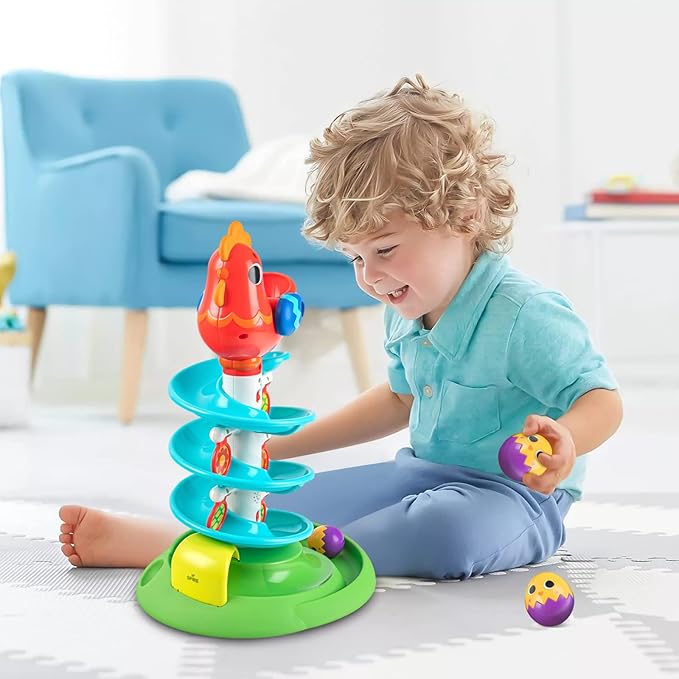 Montessori Toddler Sensory Drop Ball Toys, Rolling Spinning Ball Tower That Makes Music, Preschool Interactive Games, Birthday Gift for Children 12 Months and Older