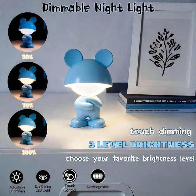 ShonlPin Night Light for Kids,Rechargeable Table Lamp,Touch Lamps for Nightstand,Dimmable,Breastfeeding,Nursery,Sleep Aid,Bluey Cute Decor Gifts Stuff for Baby Toddler Boys Girls Christmas Birthday