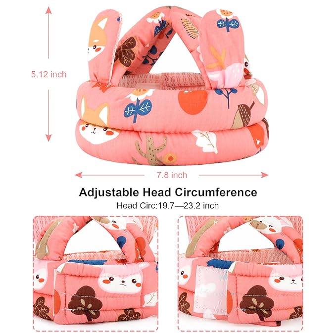 Baby Head Protector with Jaw Guard, Accmor Cute Baby Helmet for Crawling Walking Running, Breathable Protective Cap Infant Baby Headguard Soft Cushion, Anti-Collision Toddler Helmets for 6m-24m Girls
