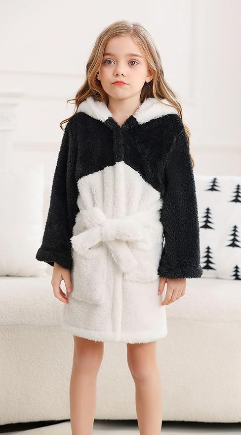 CuteOn Bathrobe for Women Soft Fleece Hooded Plush Loungewear