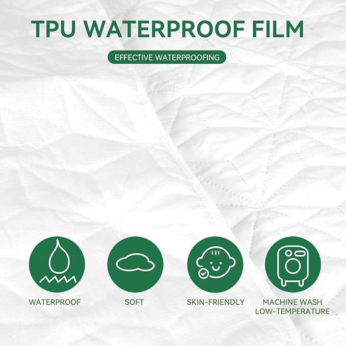 Baby Mattress Protector Cover Waterproof Cover, Quilted Baby Bed Mattress Protective Film, Suitable for Children's Bed mattresses (White, 52"x28")