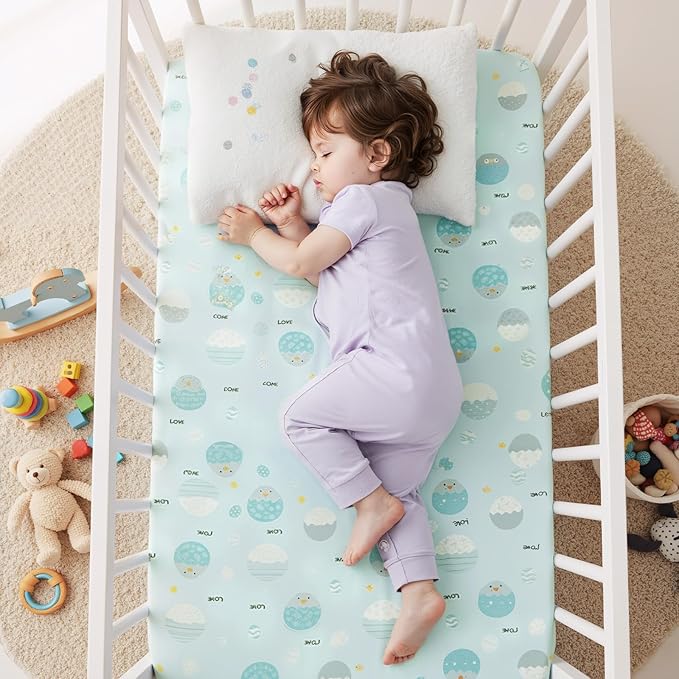 Graco Pack and Play Mattress Sheets Fitted, Mini Crib Sheets 2-Pack for Pack 'n Play Mattress, Stretchy Playard Sheets