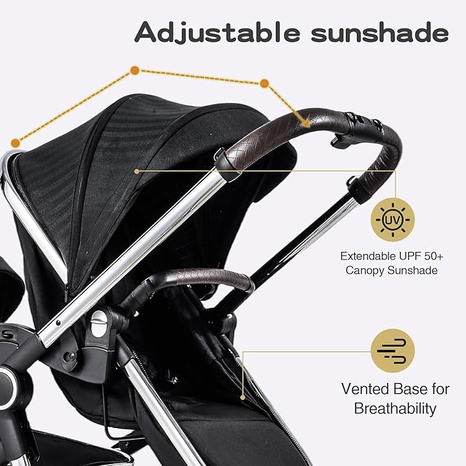 Double Stroller for Twins Infants and Toddlers, Foldable Tandem, Convertible Twin to Single Stroller, Compact Light Weight， Ages 0-3 Years