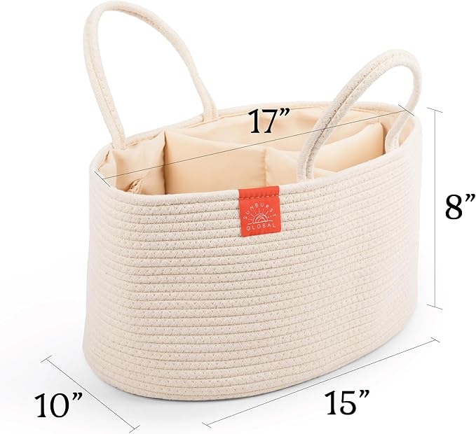 SUNBURST GLOBAL Diaper Caddy Organizer - Baby Shower Gifts - Newborn Essentials Must Haves - New Mommy Essentials - Boy or Girl Nursery Décor - Bed Caddy - Car Organizers and Storage.
