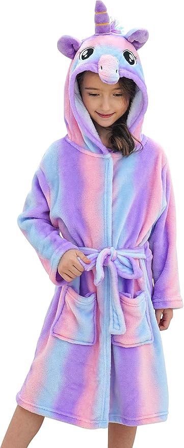 Doctor Unicorn Soft Unicorn Hooded Bathrobe Sleepwear - Unicorn Gifts for Girls