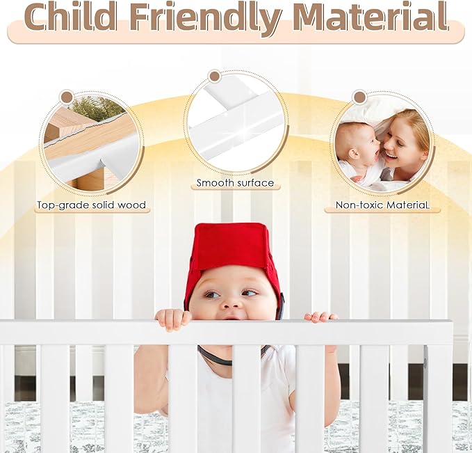 Toddler Safe Guardrail Compatible with Delta Children Convertible Crib, Crib Rail for Prevent Toddler from Rolling Off The Bed, White