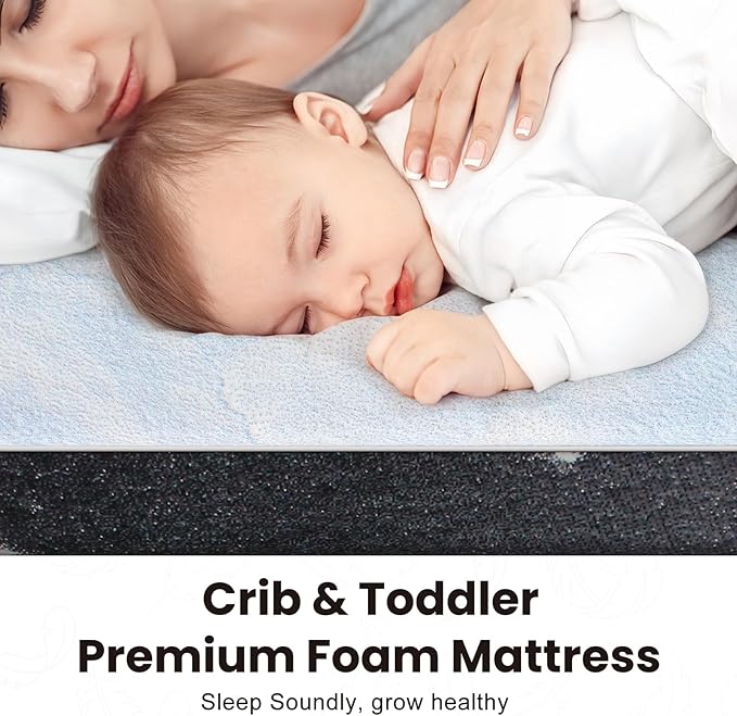 Crib Mattress, 52 x 27 Dual-Sided Memory Foam Baby and Toddler Mattress, Triple Layer Toddler Bed Mattress with Waterproof, Breathable, Removable Machine Washable Cover, Baby Mattresses for Crib