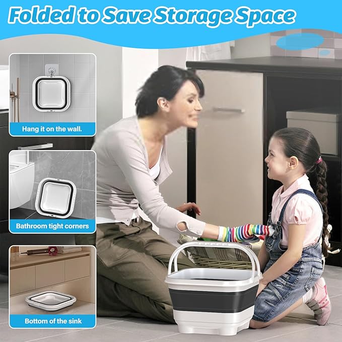 Anivia Foldable-Bath-Toy-Storage-Organizer, Bath Toy Holder with Removable Base, Quick-Drain-Drying Bathtub Toy Storage/Basket, Stand Up Bathroom Shower Toys Holder for Kids - Black