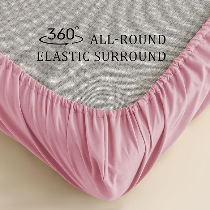 3 Piece Toddler Sheet Set,Pink Basics Bed Sheet Set for Toddler,Microfiber 3-Piece Sheet Set Soft Breathable Crib Bedding Set for Kids,Includes Flat Sheet, Fitted Sheet, Pillowcase