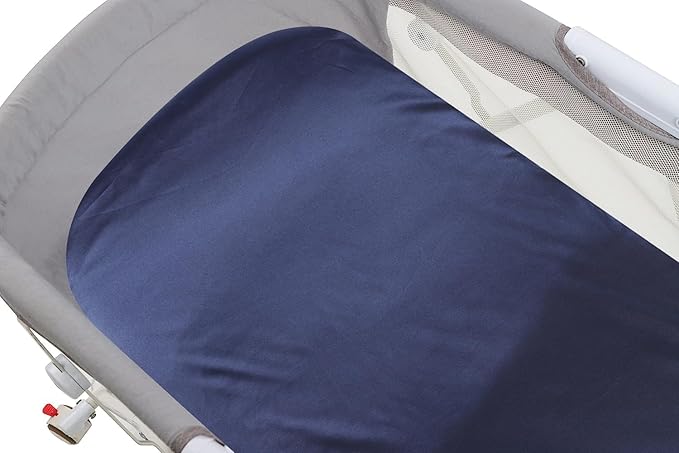 Satin Pack n Play Sheet Set 2 Pack Ultra Soft Silk Fitted Mini Crib Sheets Playard Sheet Protect for Baby Hair and Skin, Grey & Navy