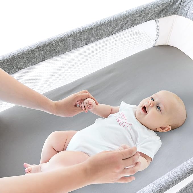 Bassinet Sheets Compatible with Pamo Babe Baby Bedside Sleeper, AMKE and Maydolly Baby Bedside Bassinet, 100% Cotton, 2 Pack, Ultra Soft Sheets, Gray