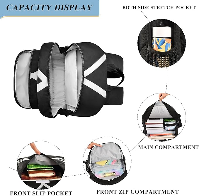 Jucciaco Sport Hockey Stick School Backpack Laptop Travel Daypack for Kids Girls Boys, Personalized Computer Notebooks Bookbag with Adjustable Padded Straps