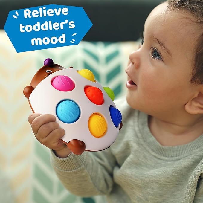 LiKee Fidget Popper Sensory Baby Toys for 10+ Months, Christmas Stocking Stuffers Push and Popping Busy Board, Montessori Toys for 1+ Years Old, Airplane Car Travel Toy for Toddlers 1-3 Stress Relief