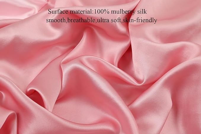 Knlpruhk Silk Fitted Crib Sheet 28" x 52" Surface (100% Pure Mulberry Silk) – 9" Deep Pocket (Satin) for Baby Hair 19 Momme 6A High Grade Fibers Ultra Soft Smooth Breathable Pink