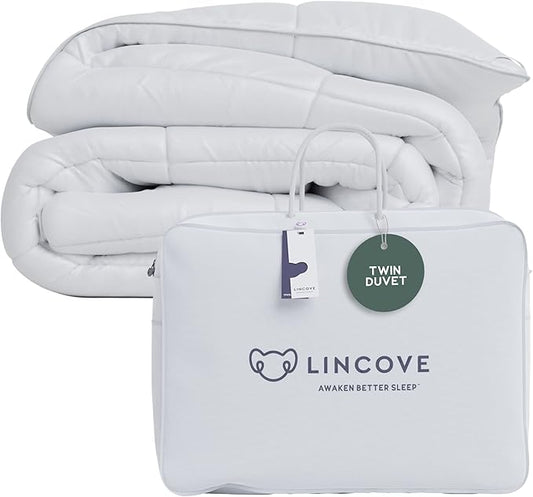 Down Alternative Comforter – Corner Loops in Each Corner, 400 Thread Count 100% Cotton Sateen Shell, Soft and Plush Feel, Twin Size: 64”x90”