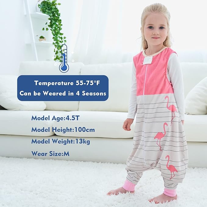 MICHLEY Toddler Sleeping Sack with Feet Newborn Infant Sleeveless Sleeping Bag 2-way Zipper Baby Wearable Blanket for Walkers,Pink Bird,1-3T