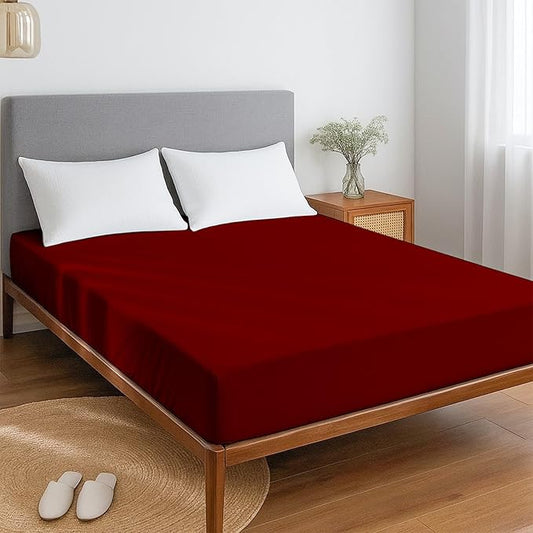Twin Mattress Protector Fitted Sheet Style - Waterproof Vinyl Mattress Cover, Breathable, Bed Wetting & Spill Protection, Fits Mattresses up to 11.5" Deep (Burgundy)