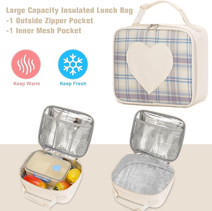 ACESAK Backpack for Girls - Bookbag Backpacks Schoolbag for Girls Kids Teen Women Casual Travel Daypacks - School Bag Elementary Middle School College Cute Backpack with Lunch Box (Beige)