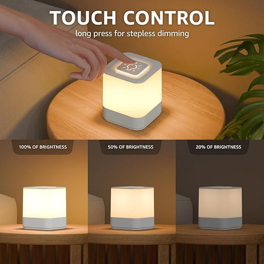 uuffoo 2 Pack Rechargeable Night Light Lamp 3 Modes Touch Dimmable LED Portable Table Lamp Battery Operated, Small Cordless Lamp for Bedroom Travel Bathroom Cruise