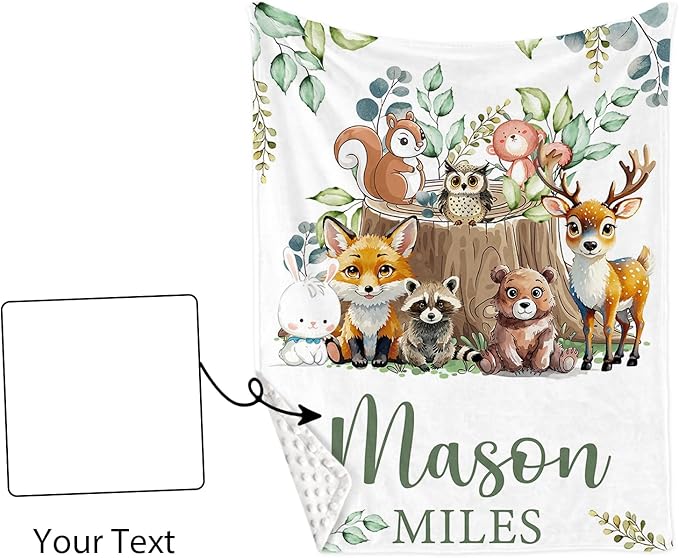 Personalized Baby Crib Bedding Set: 4 Piece Custom Gift Crib Bed Set with Name - Animal Stump Design, Nursery Bedding Set for Baby Girls,Newborn Boys Girls Crib Sets, Crib Bedding Shower Gifts