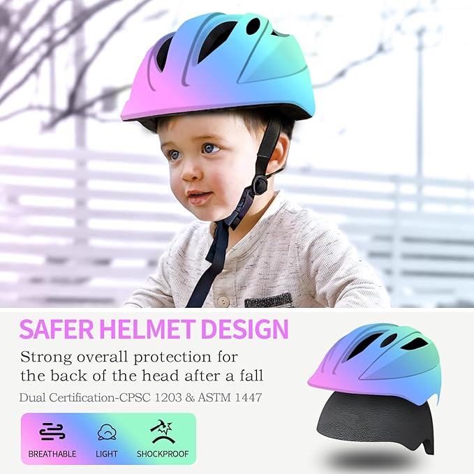 Adjustable Gradient Color Bike Baby/Toddler Helmet 2-4 Years,Safety Lightweight Kids Helmets Ages 1-3-5-8 for Girls Boys,Multi-Sport Infant Helmet for Skating Cycling Scooter