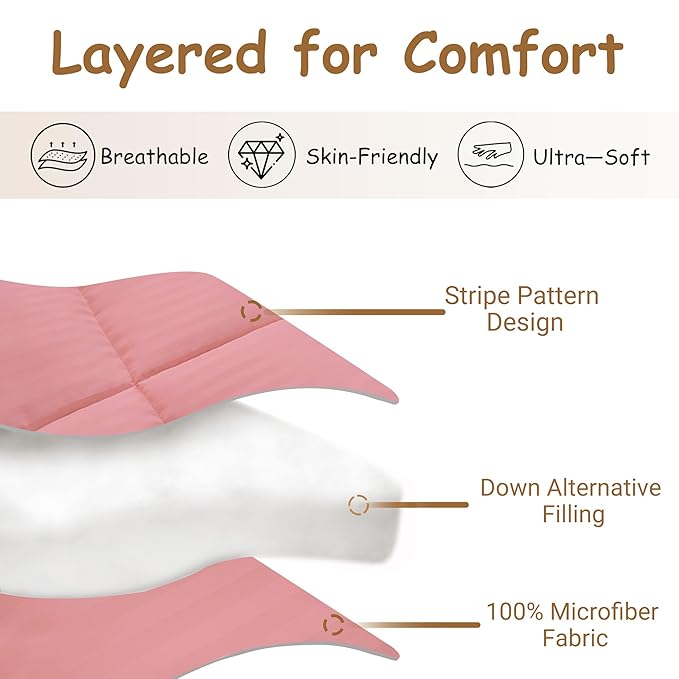 ZPECC Toddler Down Alternative Comforter, 39x47 Hypoallergenic Baby Blanket Quilt, Soft Breathable Lightweight All Season Kids Duvet Insert for Crib Stroller Cot Daycare, Dusty Rose