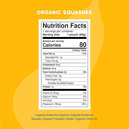 Serenity Kids 6+ Months USDA Organic Veggie Puree Baby Food Pouches | No Sugary Fruits or Added Sugar | Allergen Free | 3.5 Ounce BPA-Free Pouch | Squashes | 1 Count