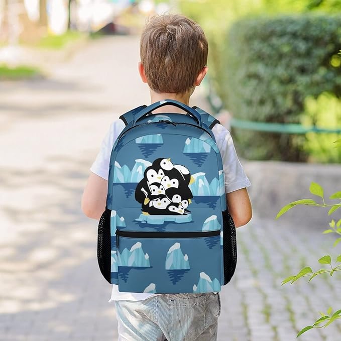 COOPASIA Cute Penguin Backpack, 16 Inch Animal Theme Bookbag with Adjustable Straps, Durable, Lightweight, Large Capacity, School Backpack for Kids Girls Boys
