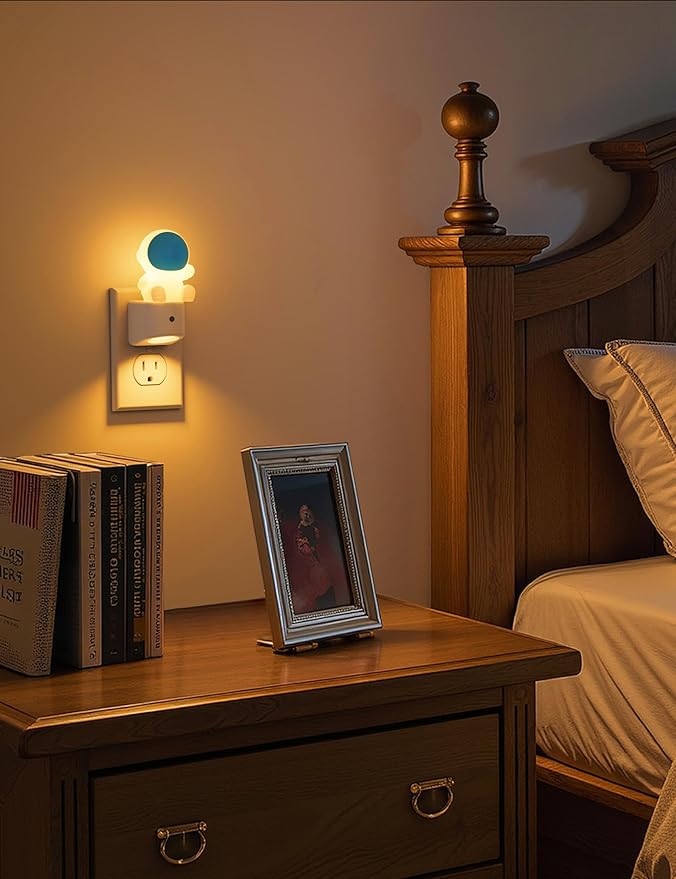 L LOHAS LED Night Light for Kids, 3D Space Night Light Plug in, Dusk to Dawn Nursery Night Lights, RGB+Soft White 3000K, 3 Lighting Modes, Room Decor, Children
