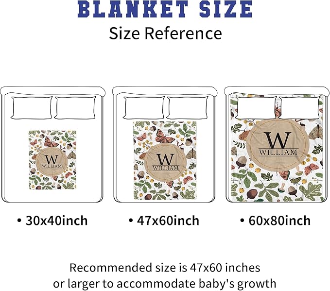 Personalized Crib Bedding Set, Toddler Plant Theme Set with Name, 2 Pcs Baby Crib Set for Infant Babys, Comfort Double Layer Blanket and Crib Sheet, Newborns Gifts