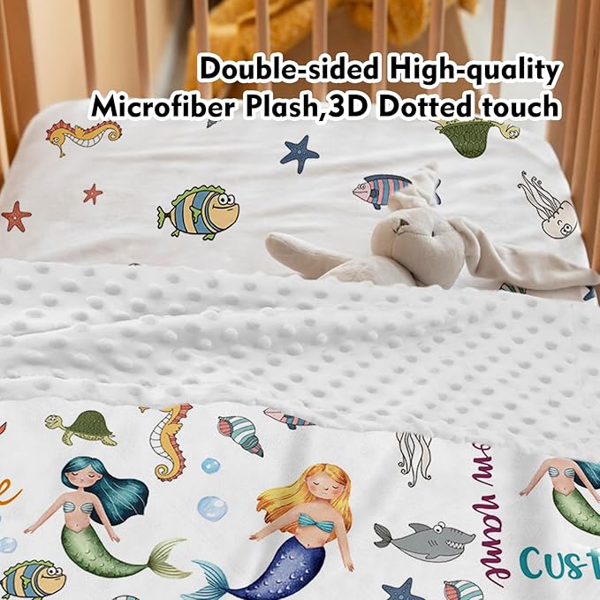 Personalized Baby Crib Bedding Set: 4 Piece Custom Crib Bed Set with Name, Nursery Bedding Set for Baby Girls Crib, Newborn Boys Crib Sets, Custom Gift Crib Bedding, Crib Sheet, Mermaid Theme