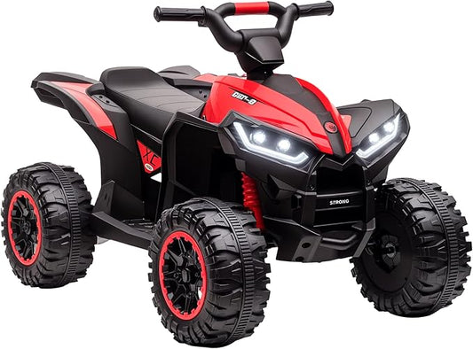Aosom 12V Kids ATV Quad Car with Forward & Backward Function, Four Wheeler for Kids with Wear-Resistant Wheels, Music, Electric Ride-on ATV for Toddlers Ages 3+ Years Old, Red