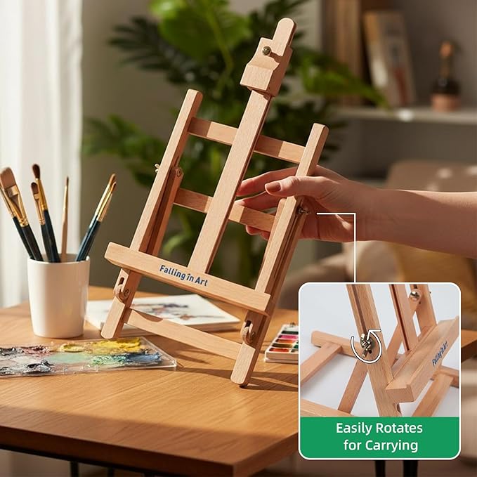 Falling in Art 52Pcs Acrylic Paint Set with Table Easel, Art Painting Kit with Acrylic Paints, Canvas Panels, Paintbrushes, Canvas Supplies Kit for Kids, Adults, Beginners, and Artists, Green