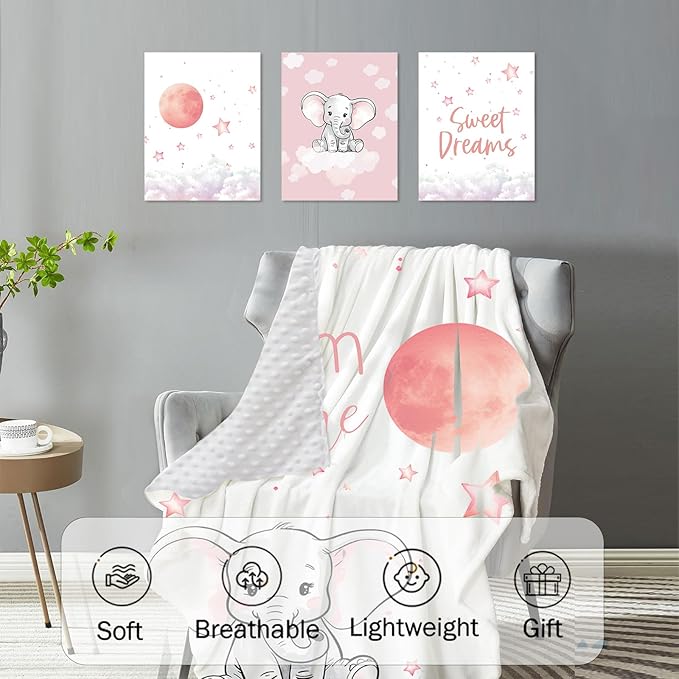 Personalized Baby Crib Bedding Set: 4 Piece Custom Starry Sky Elephant Crib Bed Set with Name, Nursery Bedding Set for Baby Girls, Newborn Boys Crib Sets, Crib Bedding Custom Gift, Crib Sheet