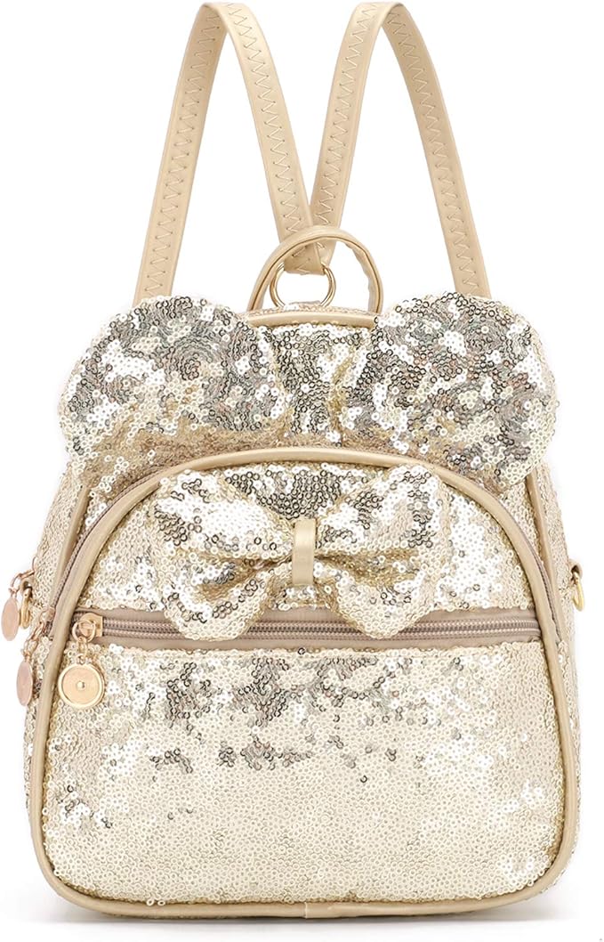 KL928 Girls Mini Backpack Bowknot Polka Dot Cute Small Daypacks Convertible Shoulder Bag Purse for Women