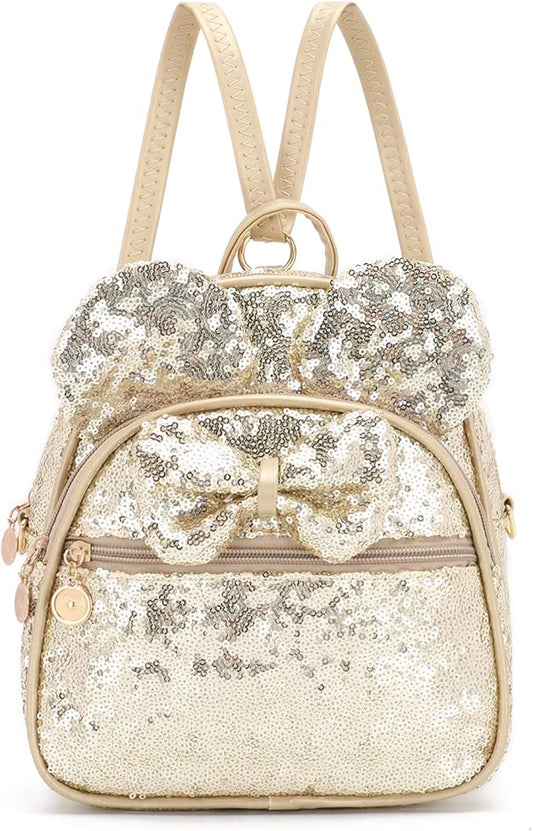 KL928 Girls Mini Backpack Bowknot Polka Dot Cute Small Daypacks Convertible Shoulder Bag Purse for Women