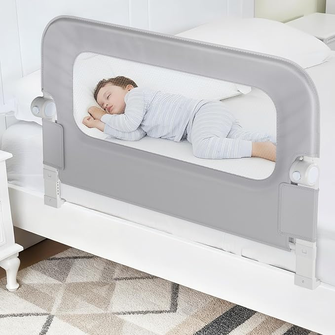 Baby Bed Rail Guard for Toddlers - 35.1" Toddler Bed Side Rails for Crib, Twin, Full, Queen Bunk Size Bed Swing Down Bedrail Extral Tall Child Safety Side Railing Guards for Kids