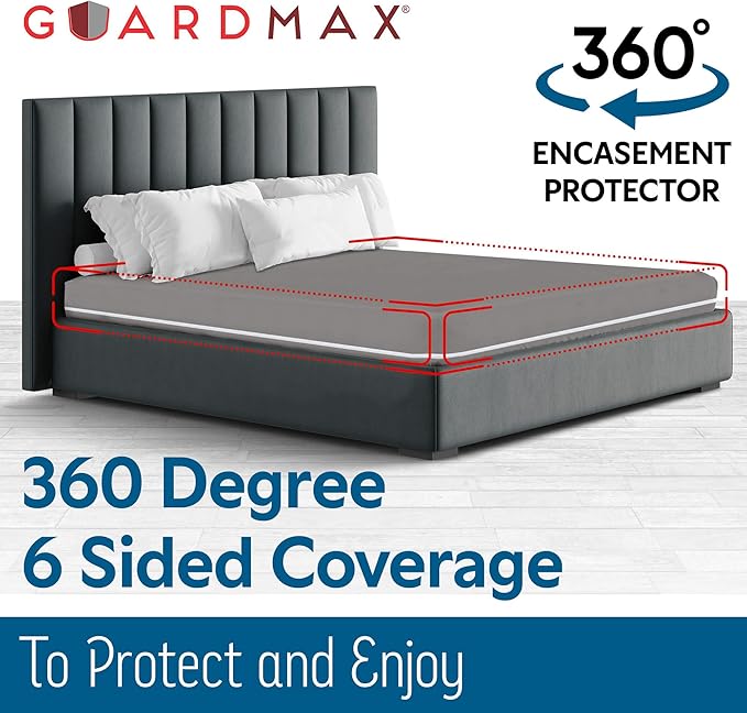 Guardmax Jersey Knitted Sleeper Sofa Zippered Mattress Encasement - Waterproof & Bed Bug Proof Mattress Protector - Comfortable, Soft, and Noiseless Zippered Bedding - Dust Mite Proof (60 x 72 x 5)