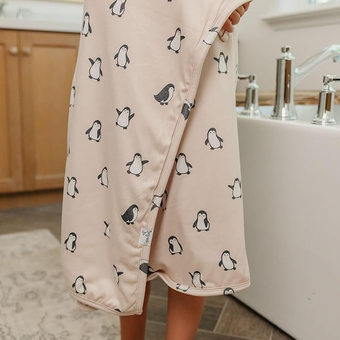 Copper Pearl Penguins Premium Big Kid Hooded Towel