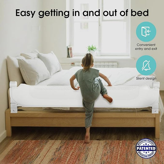 Baby Bed Rail Guard for Toddlers - 78" Toddler Bed Rails for Twin, Full, Queen, King Bunk Size Bed Swing Down Bedrail Extral Tall Child Safety Side Railing Guards for Kids White