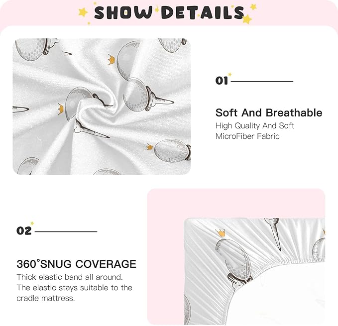 Golf Ball Pattern Crib Sheets Soft Breathable Fitted Baby Crib Sheets Mattress Cover for Girls Boy, 52" x 28" x 9"