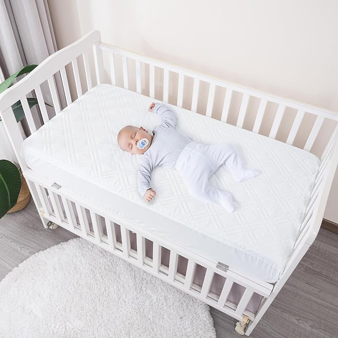 david's kids 2 Pack Waterproof Crib Mattress Protector, Fit Standard Crib and Toddler Mattresses, Ultra Soft and Breathable for Boys Girls Neutral, White Checker