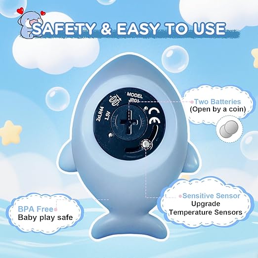 Baby Bath Thermometer Safety, Fahrenheit Instant Read Water Thermometer with LED Display Temperature Warning, Baby Bath Floating Toy for Infant, Newborn