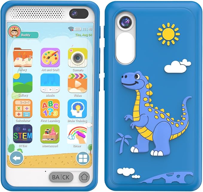 Kids Smart Phone Toys for Boys Girls, Christmas Birthday Gifts for Kids Cell Phone Toy, Mini Smart Phone Toys with Dual Camera, Game, Music Player, 8GB Card (Blue)