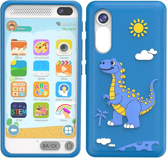 Kids Smart Phone Toys for Boys Girls, Christmas Birthday Gifts for Kids Cell Phone Toy, Mini Smart Phone Toys with Dual Camera, Game, Music Player, 8GB Card (Blue)