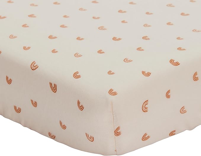 Crib Sheets – Organic Cotton Muslin Fitted Crib Sheet – Standard Size for Baby Boy and Baby Girl 28" x 52" Ultra-Soft and Breathable. (Rainbows)