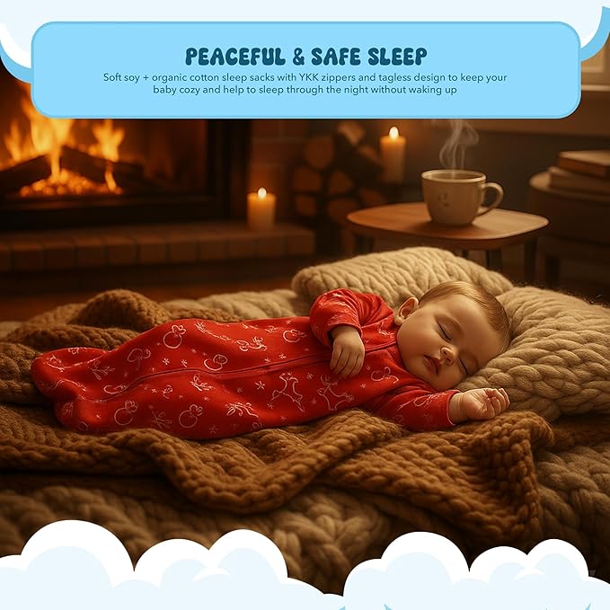 Babysoy Long Sleeve Wearable Blanket Sleep Sack, Infant to Toddler Sleeping Bag, Choose from size 0-24 Months