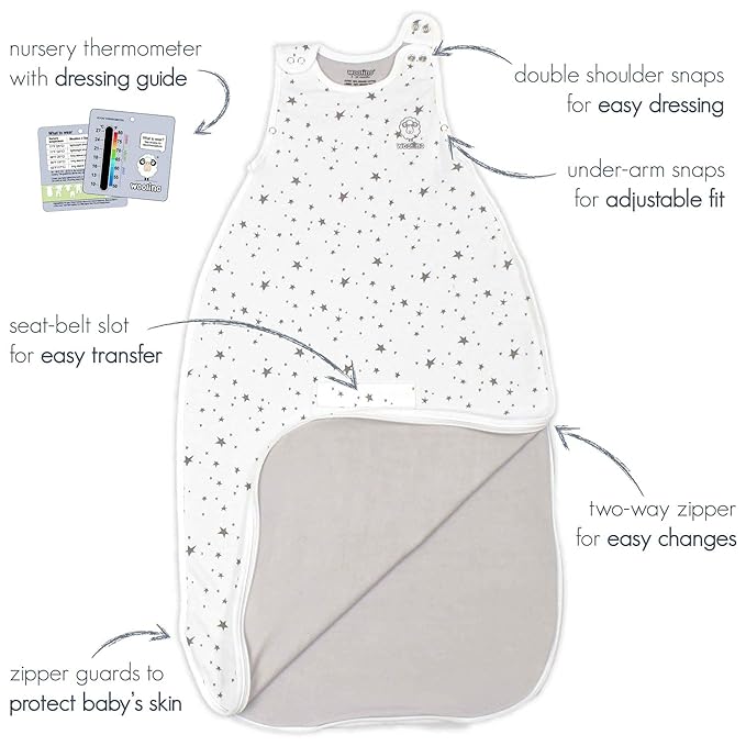 Woolino Toddler Sleeping Sack, 4 Season, Merino Wool and Organic Cotton, Baby Sleep Bag, 2-4 Years, Teddy Bear